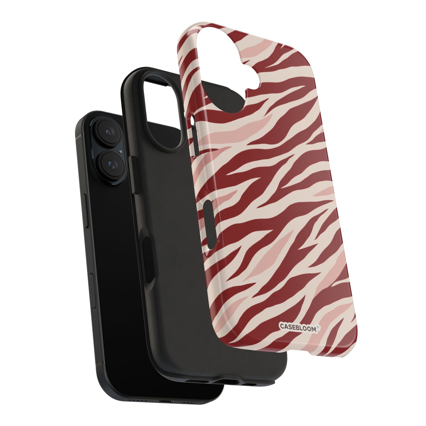 Burgundy Zebra Stripe - iPhone Case