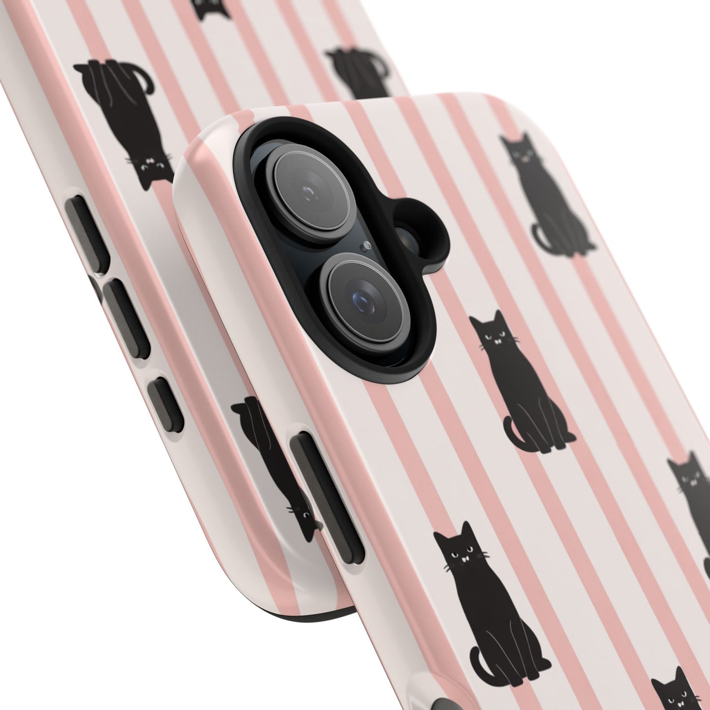 Black Cat Pink Stripe - iPhone Essentials Case