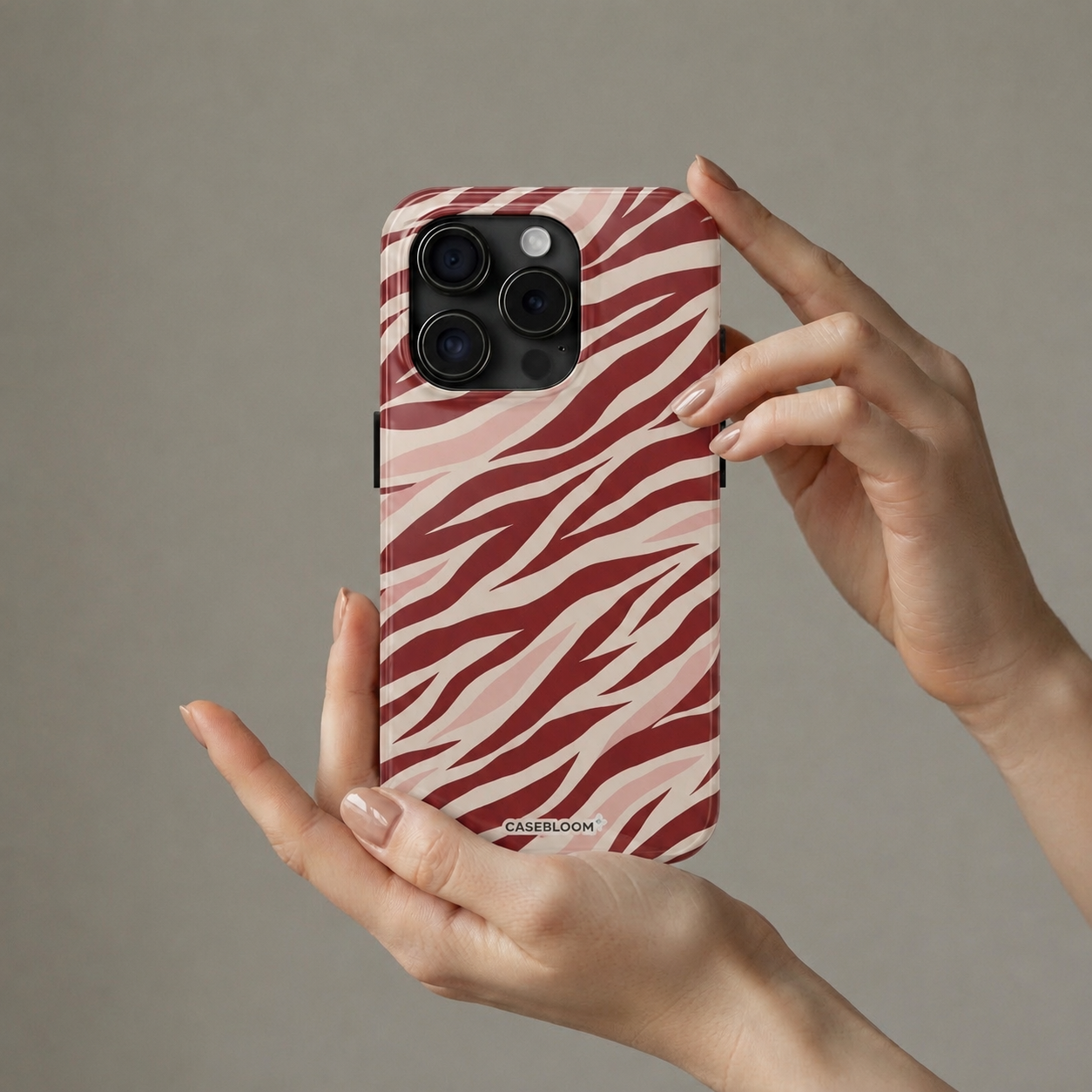Burgundy Zebra Stripe - iPhone Case