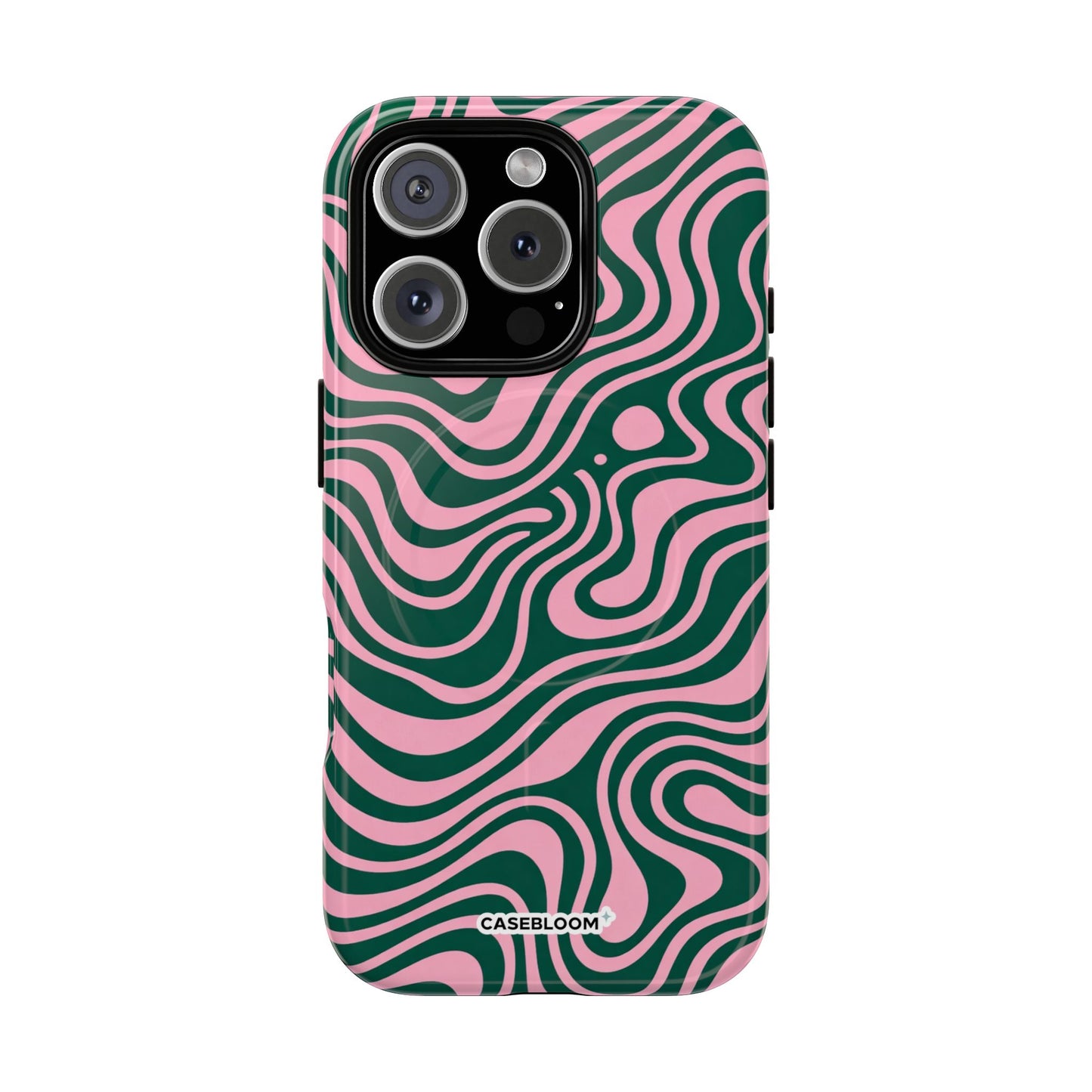 Pink Green Wavy Abstract - iPhone Case