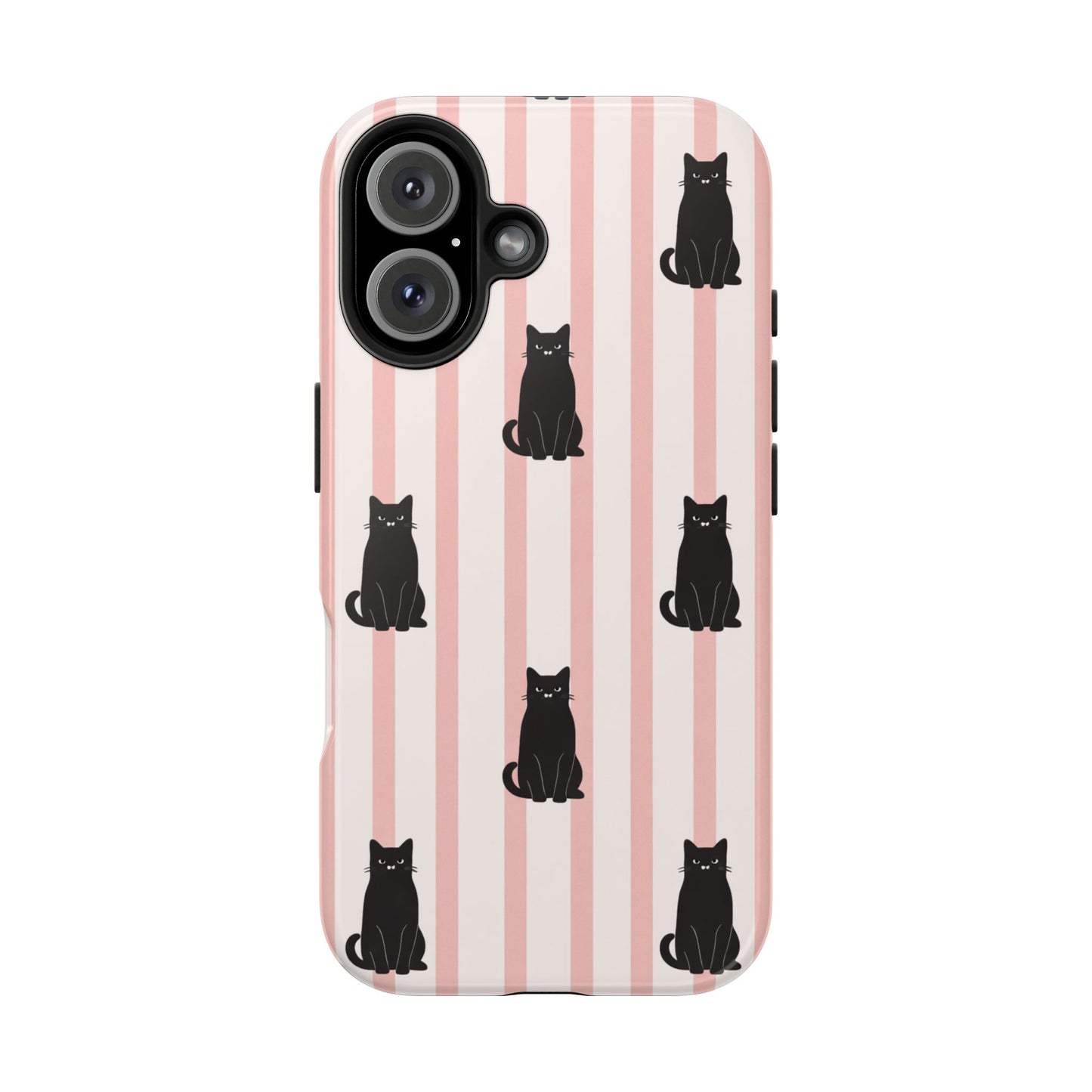Black Cat Pink Stripe - iPhone Essentials Case