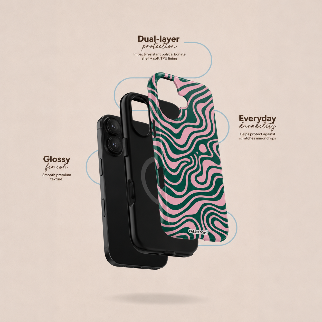 Pink Green Abstract - iPhone Case