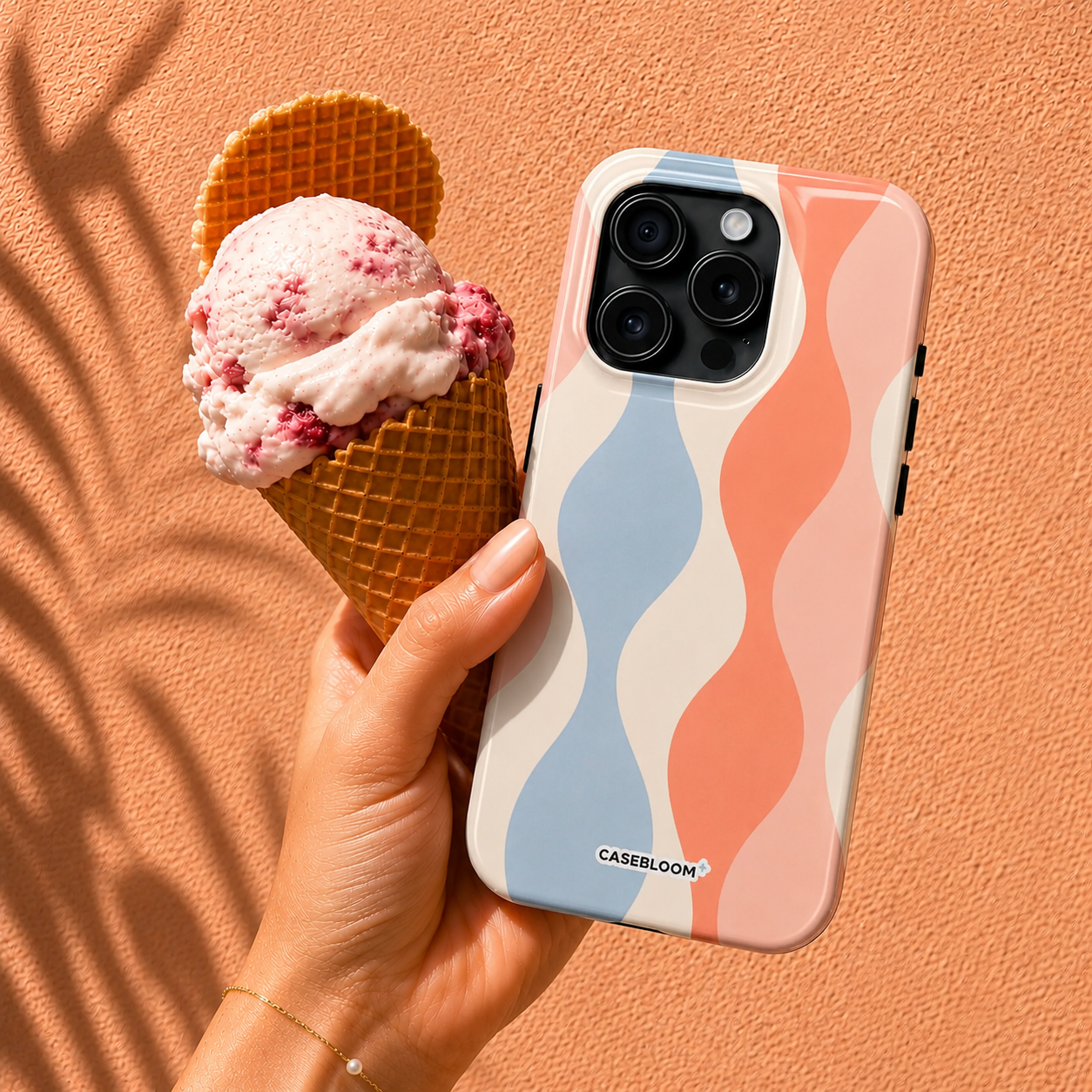 Peach Blue Flow - iPhone Case