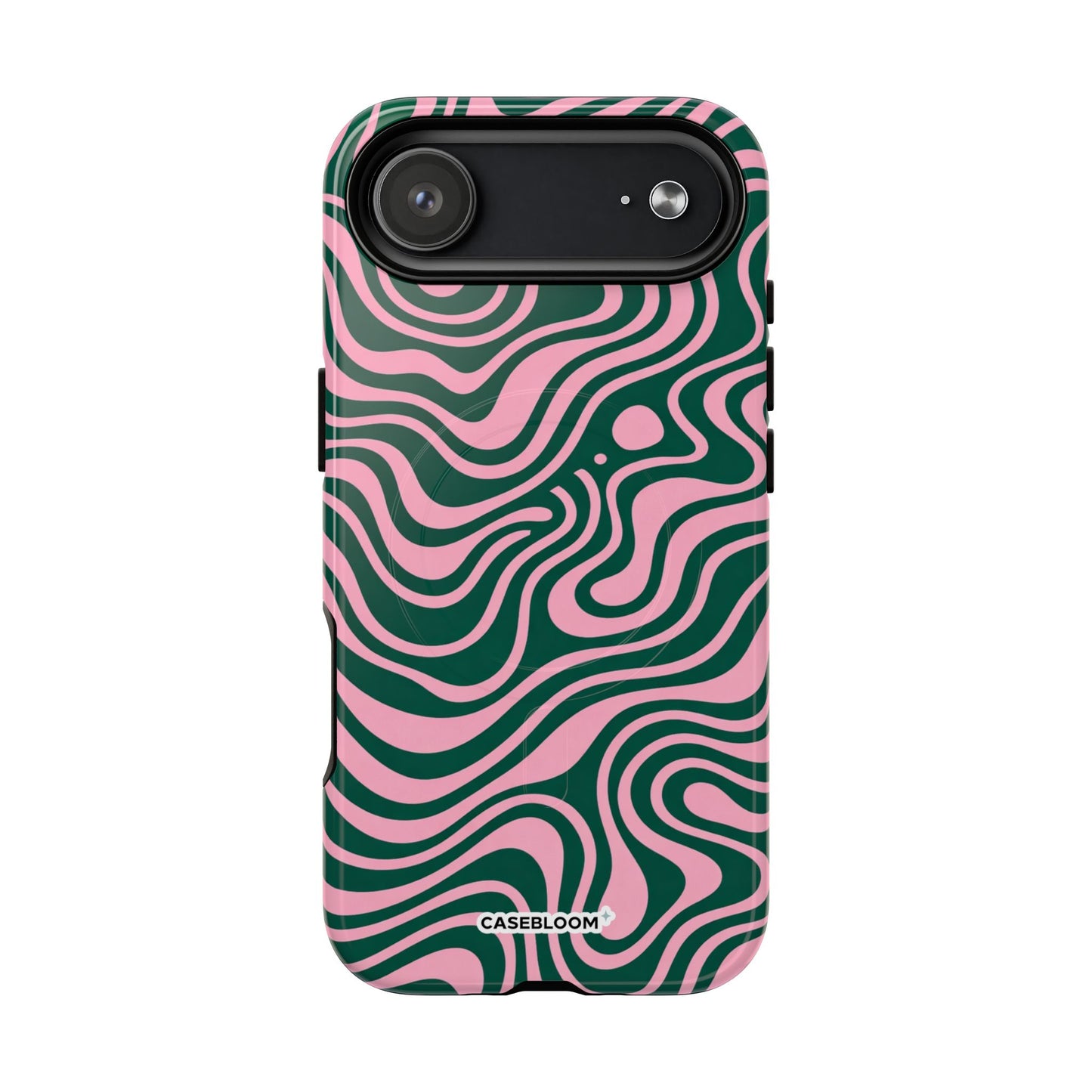Pink Green Wavy Abstract - iPhone Case
