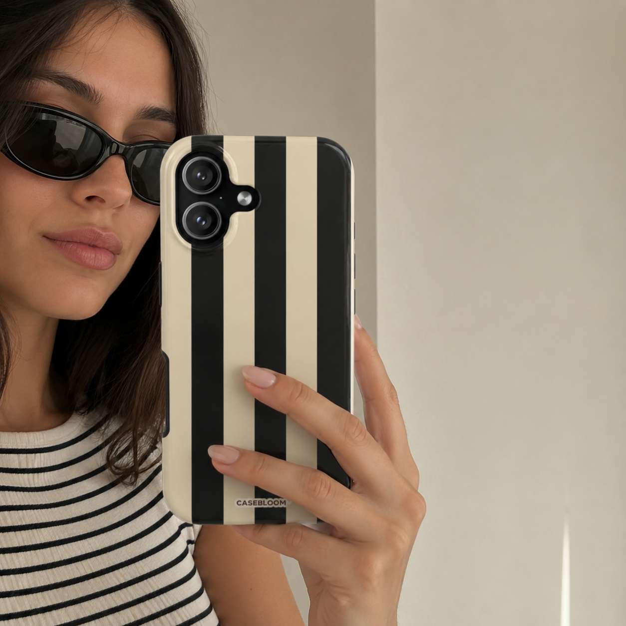 Black Linen Stripe - iPhone Case