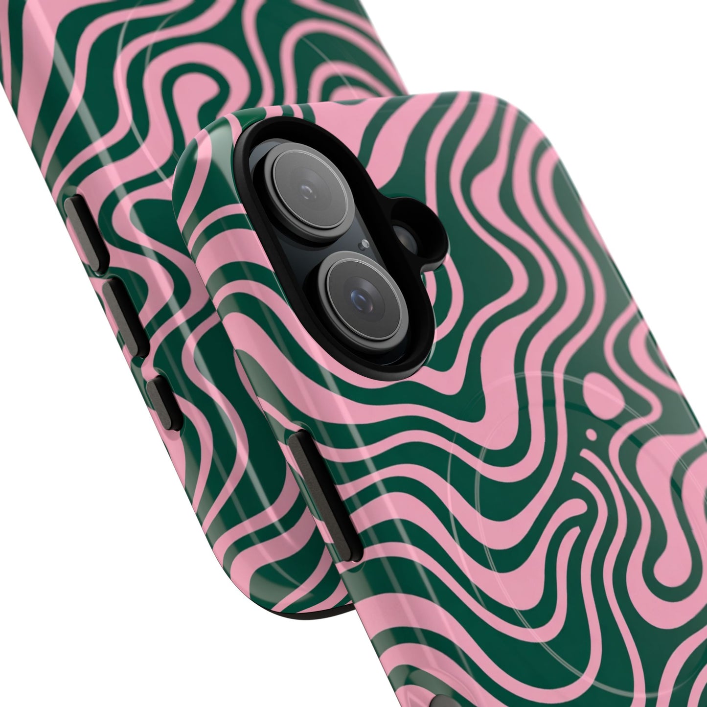 Pink Green Wavy Abstract - iPhone Case