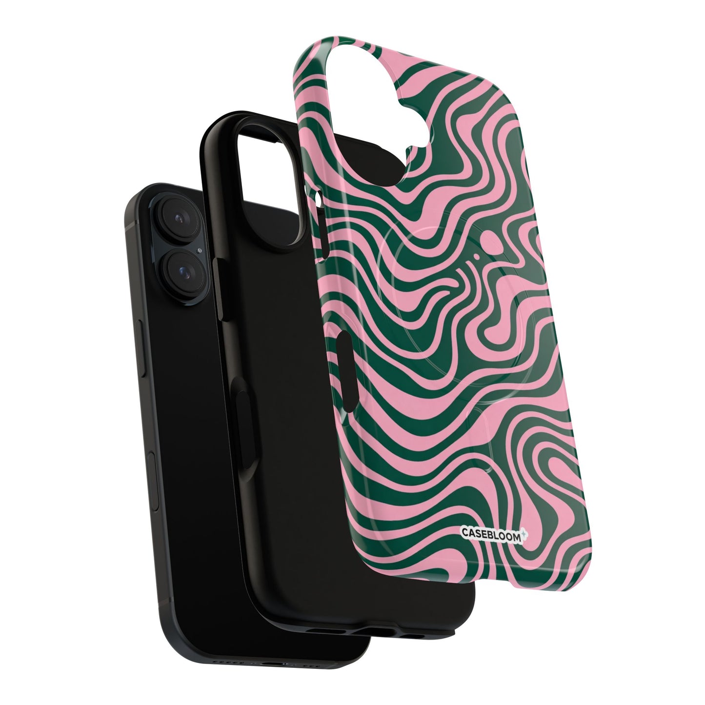 Pink Green Wavy Abstract - iPhone Case