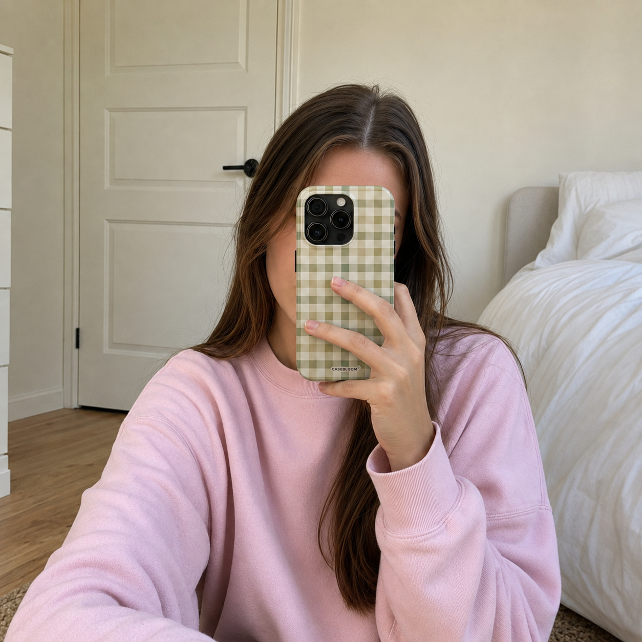 Olive Gingham - iPhone Case